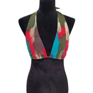 L*Space Abstract multi colored triangle bikini top size L